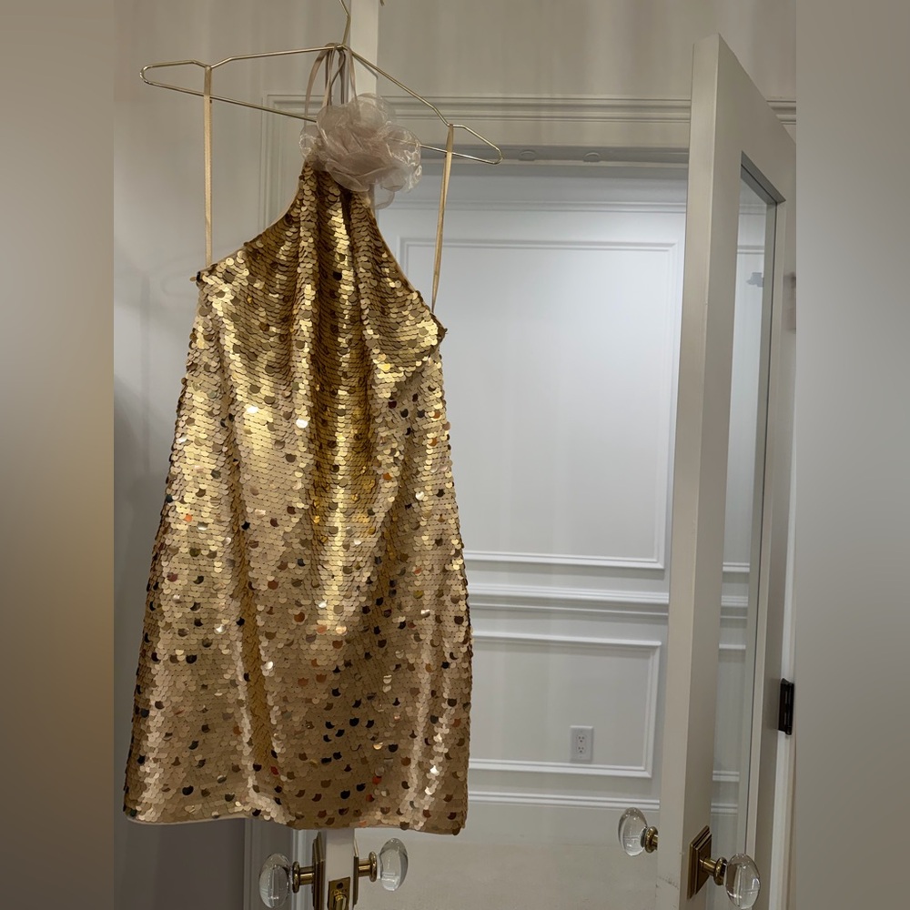 Toccin Gold Sequin Mini Dress |  $695 Retail